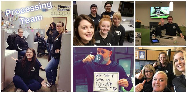 Smiling Pioneer employees working on Black Wednesday