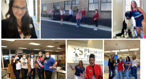 collage of people wearing red, white, and blue clothes