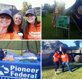 Pioneer volunteers running a booth at the Battle Buddy Run race
