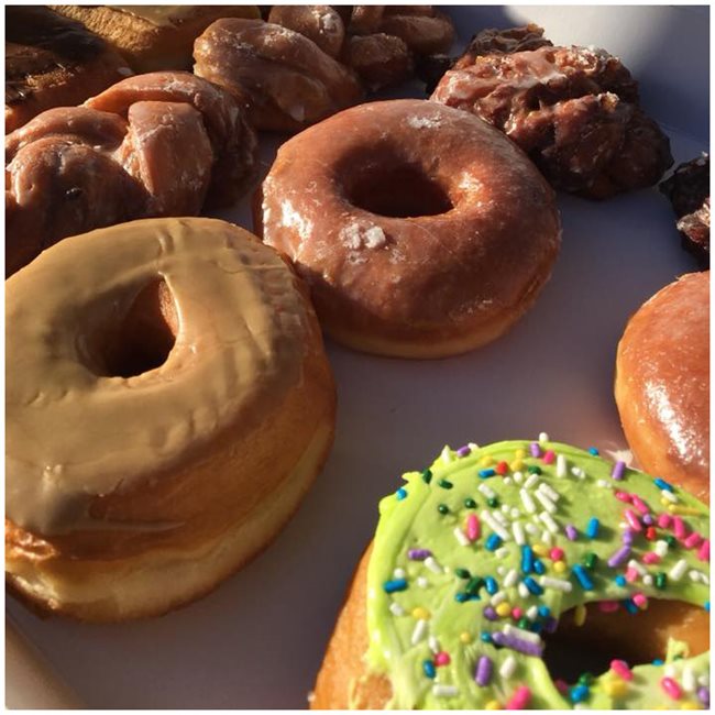 Variety of donuts in a box