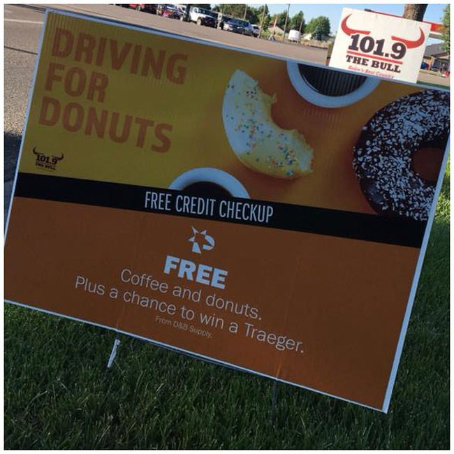 Sign for the Driving for Donuts event