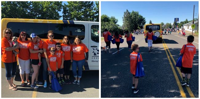 Pioneer employees in a parade in Wendell