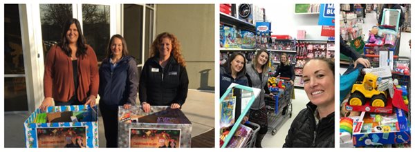 Three female Pioneer employees shopping for toys to donate