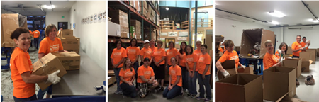 Pioneer volunteers working at a food bank