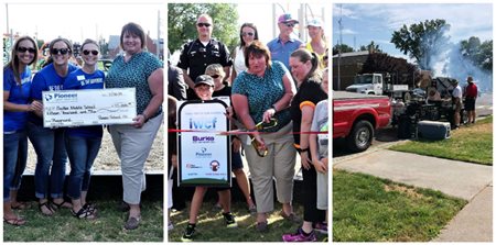 Collage of people at the Hacker Middle School Playground ribbon cutting