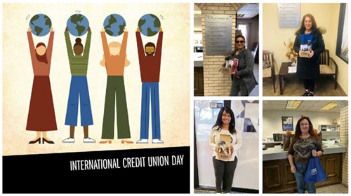 Members with their gifts for International Credit Union Day