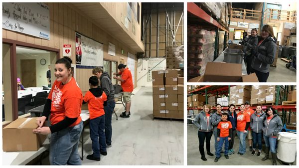 Pioneer volunteers working at a food bank