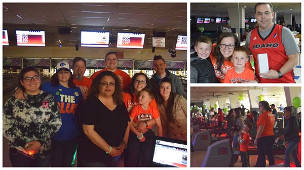 people posing in front of bowling alleys and going bowling