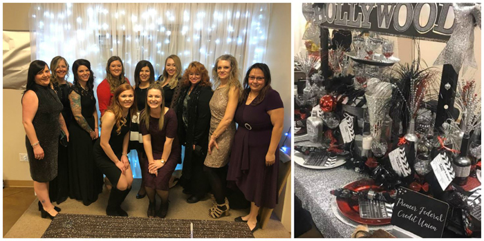 group of Pioneer employees dressed nice at a banquet