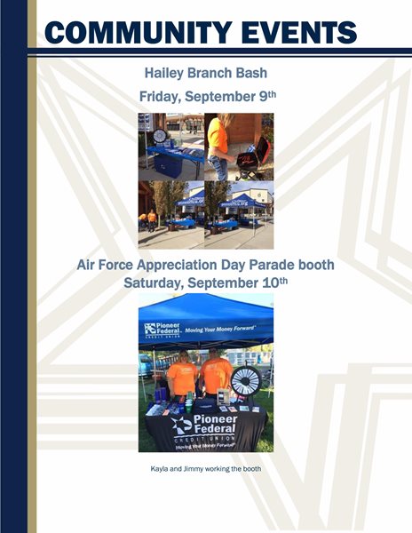 Flyer of community events Pioneer was a part of