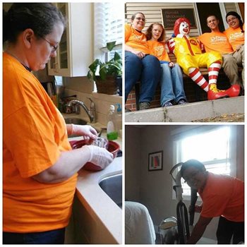 three photos of volunteers at the Ronald McDonald House