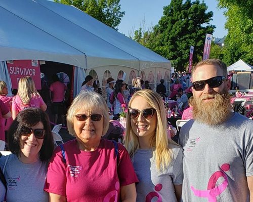 Four Pioneer volunteers at the Race for the Cure