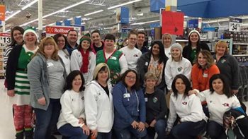 Large group of volunteers at a Walmart