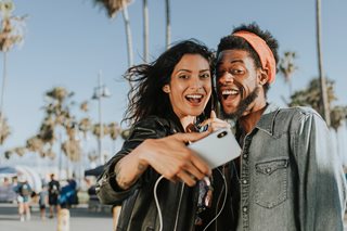 young couple taking a selfie