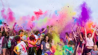 group of people in neon party