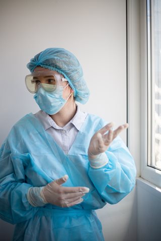 woman wearing medical protection