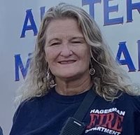 older woman with long hair