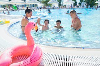 family at the pool