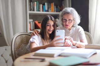 old grandma with young girl