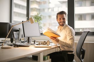 man at work smiling