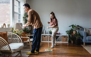 man and woman cleaning