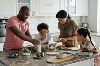black family cooking food