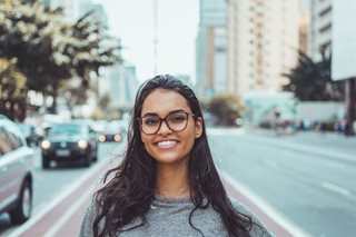 young woman in a city