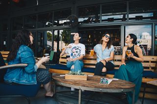 group of friends talking
