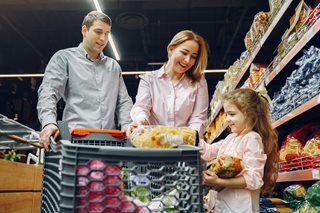 family shopping at a grocery store