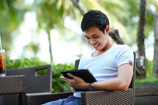 man on a tablet
