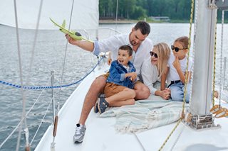 family on a boat