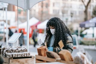 black woman buying stuff